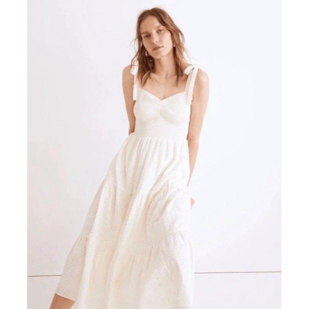 MADEWELL  TIE STRAP LUCIE  EMBROIDED MAXI DRESS BEIGE SZ 1X NWT